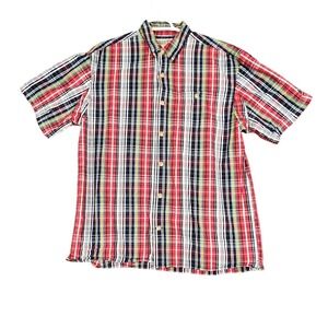 Duluth Trading Co. Plaid Button Up Short Sleeve Shirt Mens Large